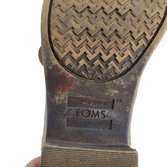 Toms Ankle Booties Deia Casual Boho Perforated Suede Canvas Block Heel Zip Tan 8 - Picture 11 of 12